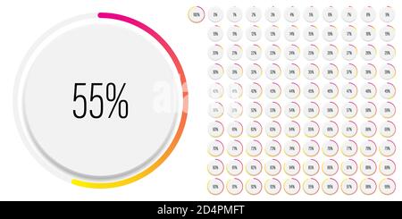 Set of circle percentage diagrams meters from 0 to 100 ready-to-use for web design, user interface UI or infographic with 3D concept - indicator with Stock Vector