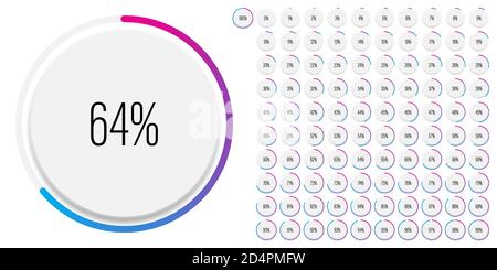 Set of circle percentage diagrams meters from 0 to 100 ready-to-use for web design, user interface UI or infographic with 3D concept - indicator with Stock Vector