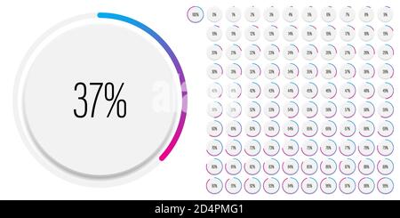 Set of circle percentage diagrams meters from 0 to 100 ready-to-use for web design, user interface UI or infographic with 3D concept - indicator with Stock Vector