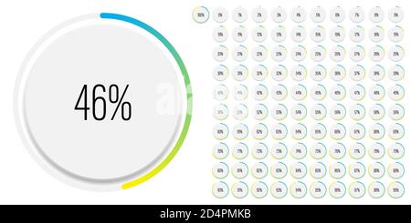 Set of circle percentage diagrams meters from 0 to 100 ready-to-use for web design, user interface UI or infographic with 3D concept - indicator with Stock Vector