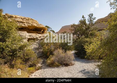 Sunny view of the Calico Tanks Trail of Red Rock Canyon National Conservation Area at Nevada Stock Photo