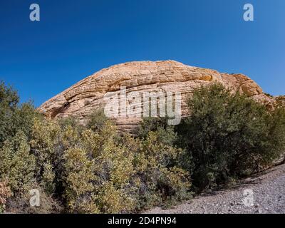 Sunny view of the Calico Tanks Trail of Red Rock Canyon National Conservation Area at Nevada Stock Photo