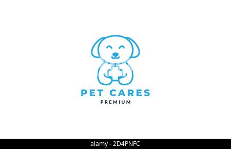 dog or pet with cross health cute cartoon logo vector illustration design Stock Vector