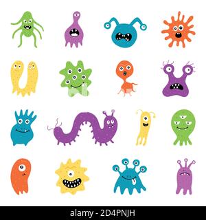 Germ Characters Collection Set, Bacteria, Virus, Microbe, Pathogen Stock Vector