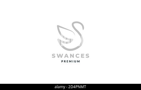Initial S or letter S for swan minimalist logo vector icon illustration design Stock Vector