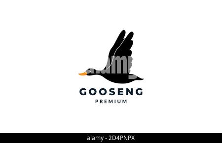 silhouette goose or swan modern logo vector icon illustration design Stock Vector