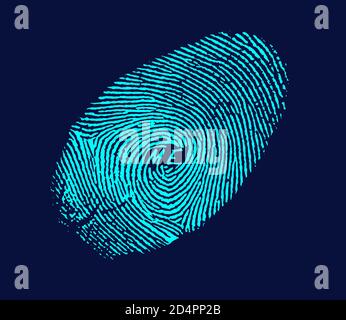 A fingerprint for cell phone app identification includes the word “me” in the swirls of the print. Stock Photo