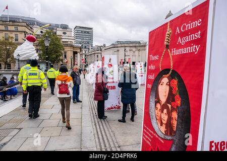 London, UK. 10th Oct, 2020. Stop executions in Iran Protest, Trafalgar Square on World Day against the Death penatly. It raised concers about systematic execution of women and the prosecution and murder of ethnic and religious minorities. Credit: Guy Bell/Alamy Live News Stock Photo