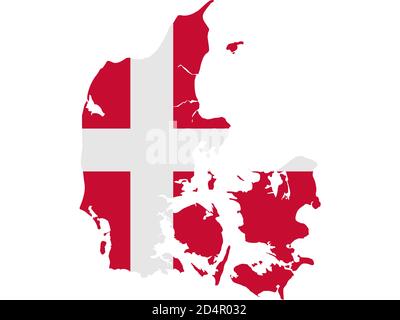 Flag in form form of the geographical country, Denmark, Northern Europe, Europe Stock Photo