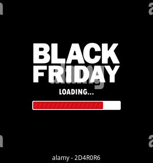 Black friday banner. Red progress loading bar. Big sale. Vector on isolated black background. EPS 10 Stock Vector
