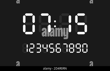Digital clock icon. Digital calculation number set. Vector on isolated black background. EPS 10 Stock Vector
