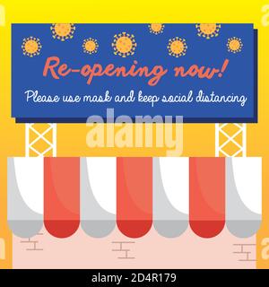 We Are Open Again Lettering. After lockdown reopening badge for