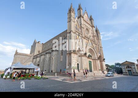 Orvieto, Italy. August 19, 2020: Orvieto Cathedral, famous Christian cathedral visited by many tourists. Large 14th-century Roman Catholic cathedral d Stock Photo