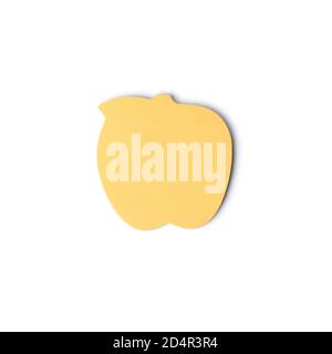 Block of colored note paper sticky stickers, object isolated on white background. Stack of notes. Top view. Orange on top. Stock Photo