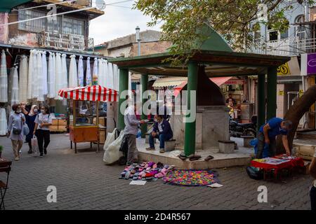 View from Kemeralti during coronavirus outbreak. Kemeralti is a historical bazaar district of Izmir, Turkey on October 9, 2020. Stock Photo