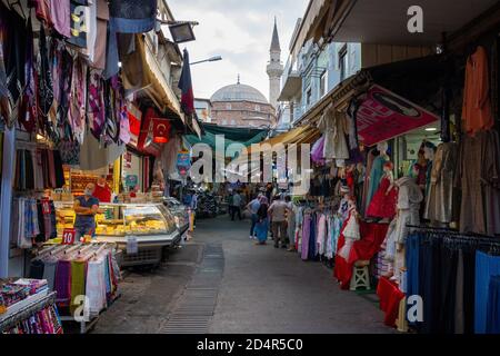 View from Kemeralti during coronavirus outbreak. Kemeralti is a historical bazaar district of Izmir, Turkey on October 9, 2020. Stock Photo