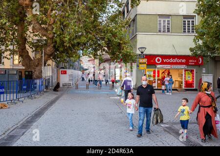 View from Kemeralti during coronavirus outbreak. Kemeralti is a historical bazaar district of Izmir, Turkey on October 9, 2020. Stock Photo