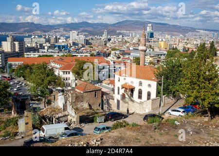Ruined houses view from the urban transformation area of Konak district. Konak is a district of Izmir Province in Turkey on October 9, 2020. Stock Photo