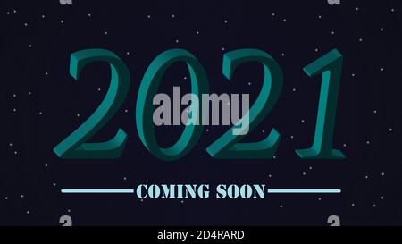Blue 3d  2021 text in sky with stars background Stock Vector