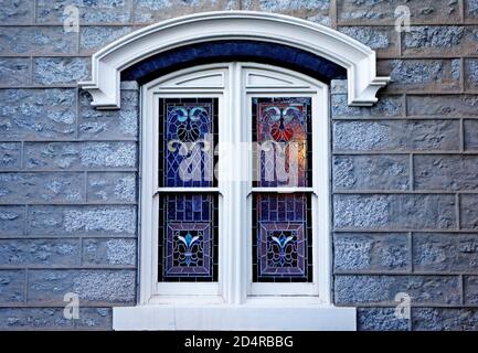 Closeup shot of an exterior of Assembly Hall at Temple Square complex Stock Photo