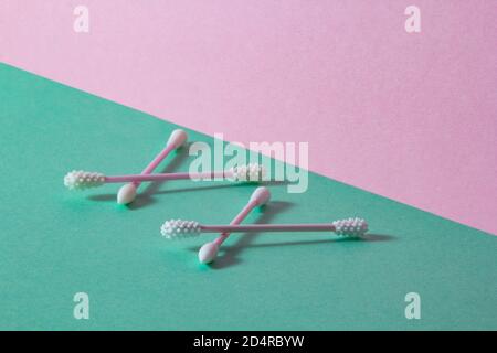 Multicolored Reusable Cosmetic Silicone Cotton Swabs. Stock Photo