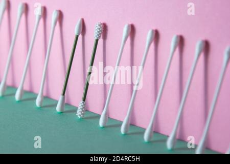 Multicolored Reusable Cosmetic Silicone Cotton Swabs. Stock Photo