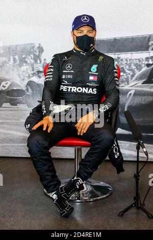 Nurburg, Germany. 10th Oct, 2020. BOTTAS Valtteri (fin), Mercedes AMG F1 GP W11 Hybrid EQ Power+, portrait, post-qualifying press conference during the Formula 1 Aramco Grosser Preis Der Eifel 2020, Eifel Grand Prix, from October 9 to 11, 2020 on the N Credit: LM/DPPI/Antonin Vincent/Alamy Live News Stock Photo