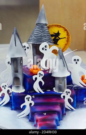 halloween day special marzipan cake set up in a buffet table Stock Photo