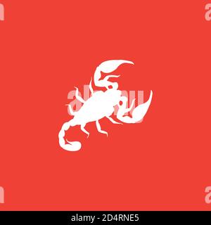Skorpion Icon On Red Background. Red Flat Style Vector Illustration. Stock Vector