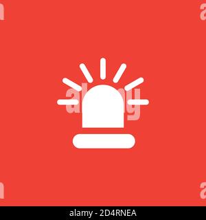 Siren Light Icon On Red Background. Red Flat Style Vector Illustration. Stock Vector