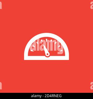 Speedometer Icon On Red Background. Red Flat Style Vector Illustration. Stock Vector