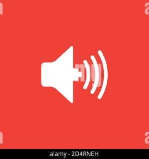 Sound Icon On Red Background. Red Flat Style Vector Illustration. Stock Vector