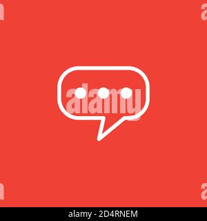 Speech Bubble Line Icon On Red Background. Red Flat Style Vector Illustration. Stock Vector