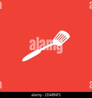 Spatula Icon On Red Background. Red Flat Style Vector Illustration. Stock Vector