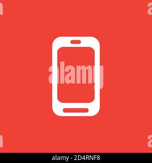 Smartphone Icon On Red Background. Red Flat Style Vector Illustration. Stock Vector