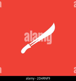 Sword Icon On Red Background. Red Flat Style Vector Illustration. Stock Vector