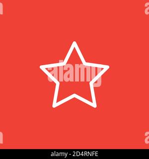 Star Line Icon On Red Background. Red Flat Style Vector Illustration. Stock Vector