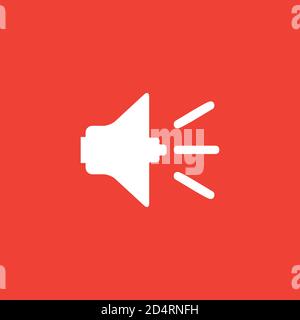 Sound Icon On Red Background. Red Flat Style Vector Illustration. Stock Vector