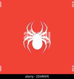 Spider Icon On Red Background. Red Flat Style Vector Illustration. Stock Vector