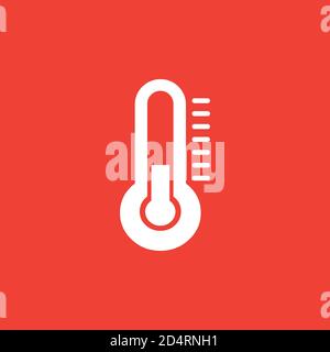 Thermometers Icon On Red Background. Red Flat Style Vector Illustration. Stock Vector