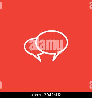 Speech Bubble Line Icon On Red Background. Red Flat Style Vector Illustration. Stock Vector
