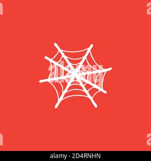 Spider Net Icon On Red Background. Red Flat Style Vector Illustration. Stock Vector