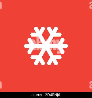 Snowflake Icon On Red Background. Red Flat Style Vector Illustration. Stock Vector