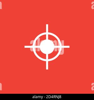 Target Icon On Red Background. Red Flat Style Vector Illustration. Stock Vector