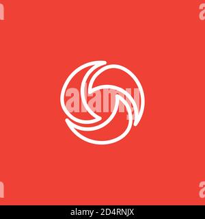 Shutter Line Icon On Red Background. Red Flat Style Vector Illustration. Stock Vector