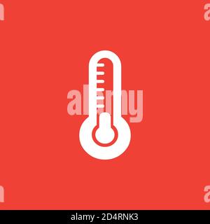 Thermometers Icon On Red Background. Red Flat Style Vector Illustration. Stock Vector