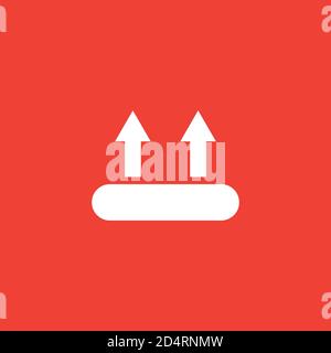 Upload Icon On Red Background. Red Flat Style Vector Illustration. Stock Vector