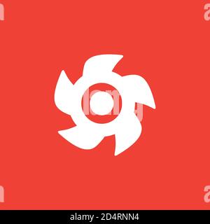 Turbine Icon On Red Background. Red Flat Style Vector Illustration. Stock Vector
