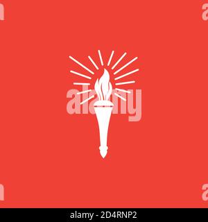 Torch Icon On Red Background. Red Flat Style Vector Illustration. Stock Vector