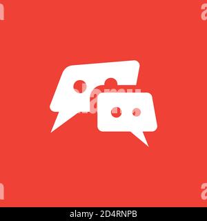Speech Bubble Icon On Red Background. Red Flat Style Vector Illustration. Stock Vector